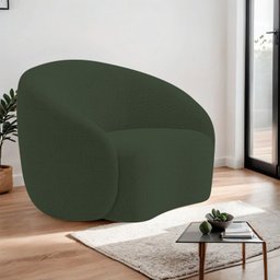 Poltrona Decorativa Curva Sala Recepção Alemanha Linho - 1