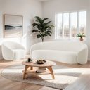 Ver imagem 2 de Kit Sofá 3 Lugares 180cm e Poltrona Orgânica Luxo Recepção Amore Bouclé Branco - Amarena Móveis