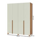 Ver imagem 4 de Guarda-roupa Casal 4 Portas 2 Gavetas 100% Mdf W204 Freijó/off White - Pradel