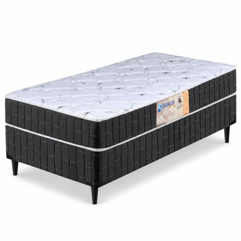 Cama Box Solteiro Conjugado Granada Umaflex Preto / Branco