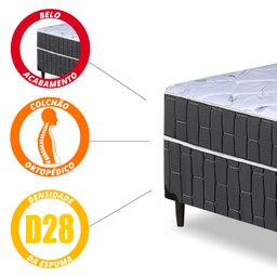 Cama Box Solteiro Conjugado Granada Umaflex Preto / Branco - 6