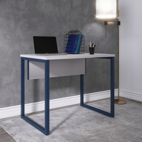 Escrivaninha Mesa Escritório PE25 90cm Cinza e Azul Delrei