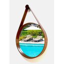 Ver imagem 2 de ESPELHO REDONDO DECORATIVO COM MOLDURA ALÇA DE COURO 40CM CARAMELO