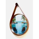 Ver imagem 1 de ESPELHO REDONDO DECORATIVO COM MOLDURA ALÇA DE COURO 40CM CARAMELO