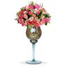 Arranjo Centro de Mesa Vaso Taça Vidro Flores Rosas Lindas - 1
