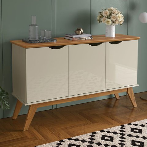 Buffet Sala Prism 3 Portas - 3 Cores:off White/cinamomo