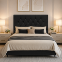 Ver imagem 1 de Cabeceira Estofada Cama Box Solteirão 100 cm Suede Nina:Preto