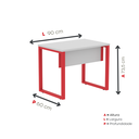 Ver imagem 4 de Escrivaninha Mesa Escritório PE25 90cm Cinza e Vermelho