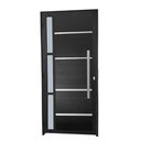 Ver imagem 1 de Porta de Alumínio Pivotante Frisada Com Visor Lado Direito 210x90cm Preto Allo Esquadrias