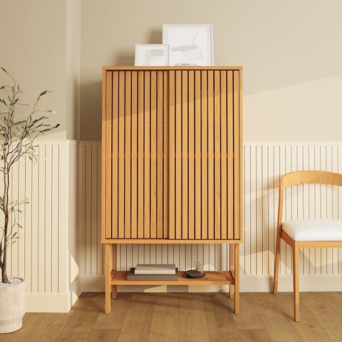 Cristaleira Baixa Magna Porta Ripada CabeCasa MadeiraOriginals