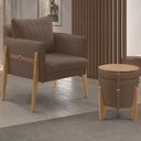 Ver imagem 1 de Conjunto para Sala de Estar com Poltrona e Puff Orion Veludo