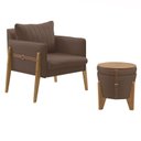 Ver imagem 2 de Conjunto para Sala de Estar com Poltrona e Puff Orion Veludo