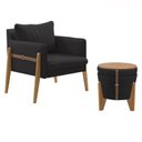 Ver imagem 2 de Conjunto para Sala de Estar com Poltrona e Puff Orion Veludo