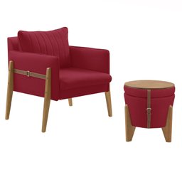 Conjunto para Sala de Estar com Poltrona e Puff Orion Veludo - 2