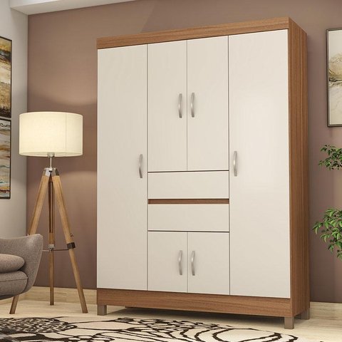 Guarda Roupa Solteiro Ambiente Ecom 2 Amêndola Touch Off White – Demóbile