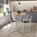 Ver imagem 1 de Conjunto Mesa 4 Cadeiras Estofado Tampo Pinus Redondo Industrial White