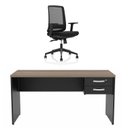 Ver imagem 1 de Conjunto Mesa de Escritório 160x60cm com Gaveta + Cadeira Netflex Ergonômica Premium