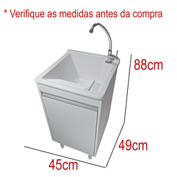 Tanque de Lavar Roupa com Torneira de Bancada + Gabinete Mdf Tanque:branco - 2