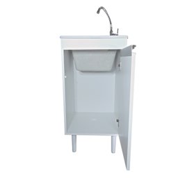 Tanque de Lavar Roupa com Torneira de Bancada + Gabinete Mdf Tanque:branco - 5