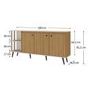 Ver imagem 3 de Buffet Aparador 180cm Toronto Marrom/Lamina Mel/Arenas