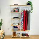 Ver imagem 1 de Armário Arara Closet Completo Modular Slim Natural e Branco