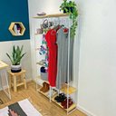 Ver imagem 2 de Armário Arara Closet Completo Modular Slim Natural e Branco