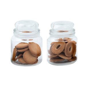 Kit 2 potes de vidro com tampa herméticos redondos 500ml - Mozcada