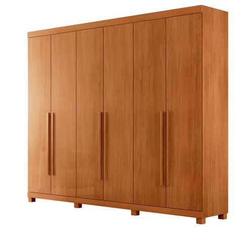 Guarda Roupa Casal Encanto MDF 6 Portas e 4 Gavetas com Pés Moderna Mobília