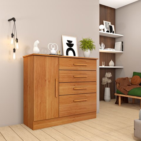 Cômoda para Quarto com Sapateira 4 Gavetas - Chicago-cinamomo - Tcil Móveis