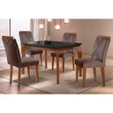 Ver imagem 1 de Conjunto: Mesa de Cozinha Londrina C/ Tampo Madeirado C/ Vidro Canto Reto 120x80cm e 4 Cadeiras