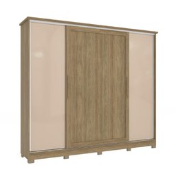 Guarda Roupa Casal 265cm 4 Portas 4 Gavetas com Pés Cb03n565 Kappesberg - Nogueira/macadâmia - 1