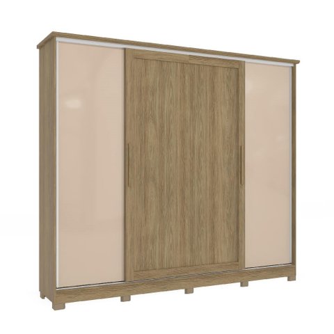 Guarda Roupa Casal 265cm 4 Portas 4 Gavetas com Pés Cb03n565 Kappesberg - Nogueira/macadâmia