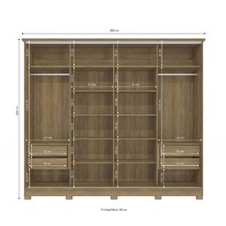 Guarda Roupa Casal 265cm 4 Portas 4 Gavetas com Pés Cb03n565 Kappesberg - Nogueira/macadâmia - 2