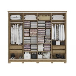 Guarda Roupa Casal 265cm 4 Portas 4 Gavetas com Pés Cb03n565 Kappesberg - Nogueira/macadâmia - 3