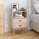 Ver imagem 2 de Jogo 2 Mesa de Cabeceira Kit Mesinha Canto Quarto Lateral Cama 2 Gavetas Organizadoras Retrô Quarto