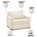 Ver imagem 3 de Poltrona Cama Retrátil Solteiro com Rodízio Cloe Bouclê Bege E03 - D'rossi