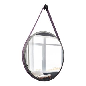 Espelho Adnet Redondo Craqueado 50 Cm + Suporte:lilás