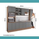 Ver imagem 7 de Cozinha Milla Ultra Pro 14 Portas 3 Gavetas MDF-MDP 310cm Cinza com Nogal e Titânio Móveis Carraro