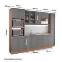 Ver imagem 3 de Cozinha Milla Ultra Pro 14 Portas 3 Gavetas MDF-MDP 310cm Cinza com Nogal e Titânio Móveis Carraro