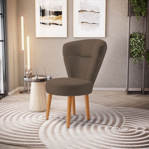 Cadeira Estofada para Mesa de Jantar Recepção Camarim Ergonômica Pés de Madeira Resistente