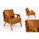 Ver imagem 3 de Kit 2 Poltronas Decorativas Mona Luxo em Madeira Maciça – Estilo Moderno Corino Caramelo