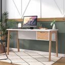 Ver imagem 6 de Escrivaninha Para Escritorio 136x76 cm 1 Gaveta BF1014 Branco Pinus HEC