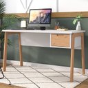 Ver imagem 2 de Escrivaninha Para Escritorio 136x76 cm 1 Gaveta BF1014 Branco Pinus HEC