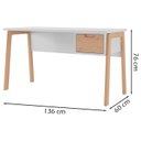 Ver imagem 4 de Escrivaninha Para Escritorio 136x76 cm 1 Gaveta BF1014 Branco Pinus HEC