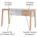 Ver imagem 3 de Escrivaninha Para Escritorio 136x76 cm 1 Gaveta BF1014 Branco Pinus HEC