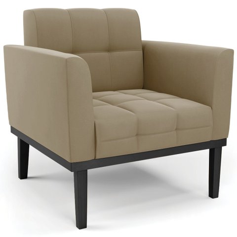 Poltrona Decorativa Base Madeira Preto Ana Suede Marrom Rt - Ibiza