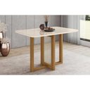 Ver imagem 1 de Mesa para Cozinha Natalí Sc73 C/tampo Madeirado Vidro Curvo 120x80cm Nature/off White - Henn