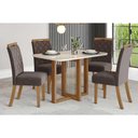 Ver mais imagens de Mesa para Cozinha Natalí Sc73 C/tampo Madeirado Vidro Curvo 120x80cm Nature/off White - Henn
