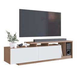 Rack Linea com 2 Portas e Nichos para Televisor 50 Polegadas Nova Móbile Montana Branco - 3
