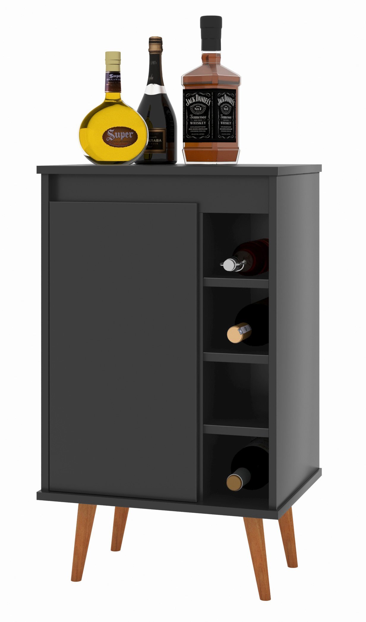 Aparador Buffet Adega Madri com Porta Pés Palito Retrô - Preto